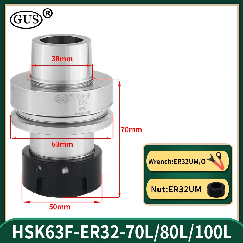 HSK63F High-speed Tool Holder HSK63 HSK 63F ER ER16 ER20 ER25 ER32 ER40 Collet CNC Spindle Engraving Woodworking Machine Lathe