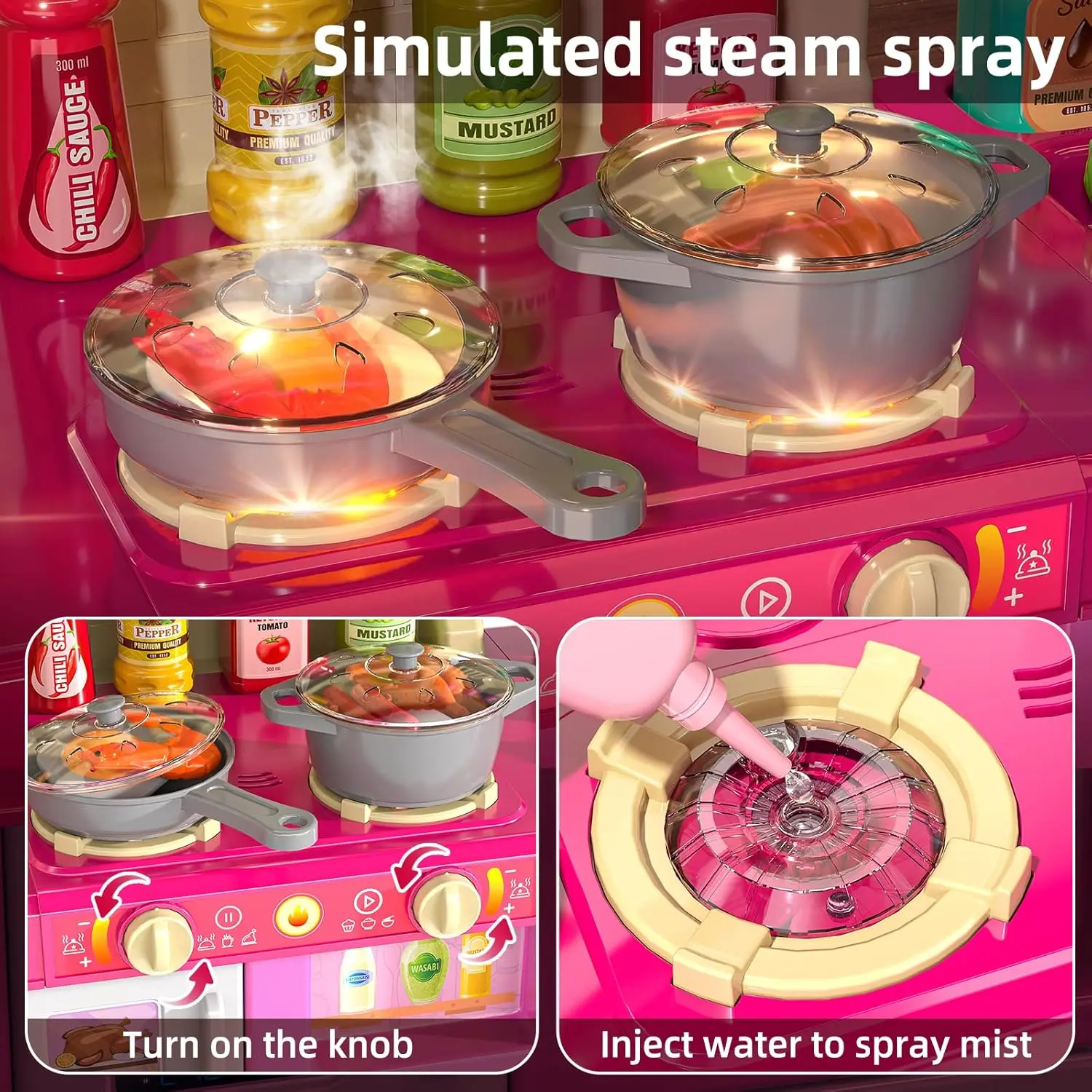 Doen Alsof Keukenspeelgoed Voor Kinderen 3 4 5 6 7-Dubbelzijdig Keukenapparaat Met Speelgoedaccessoires Voor Meisjes, Kookspeelgoed Voor Meisjes