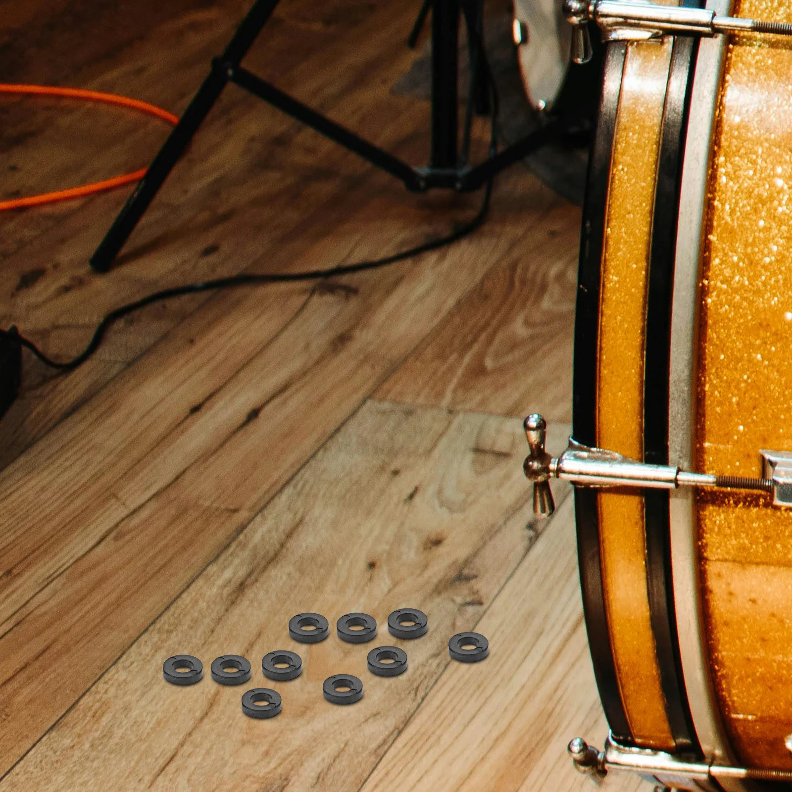 

100pcs Flat Plastic Washers Black Durable Screw Hardware Replacement For Jazz Drum Kit Maintenance Antislip Vibration Reduction