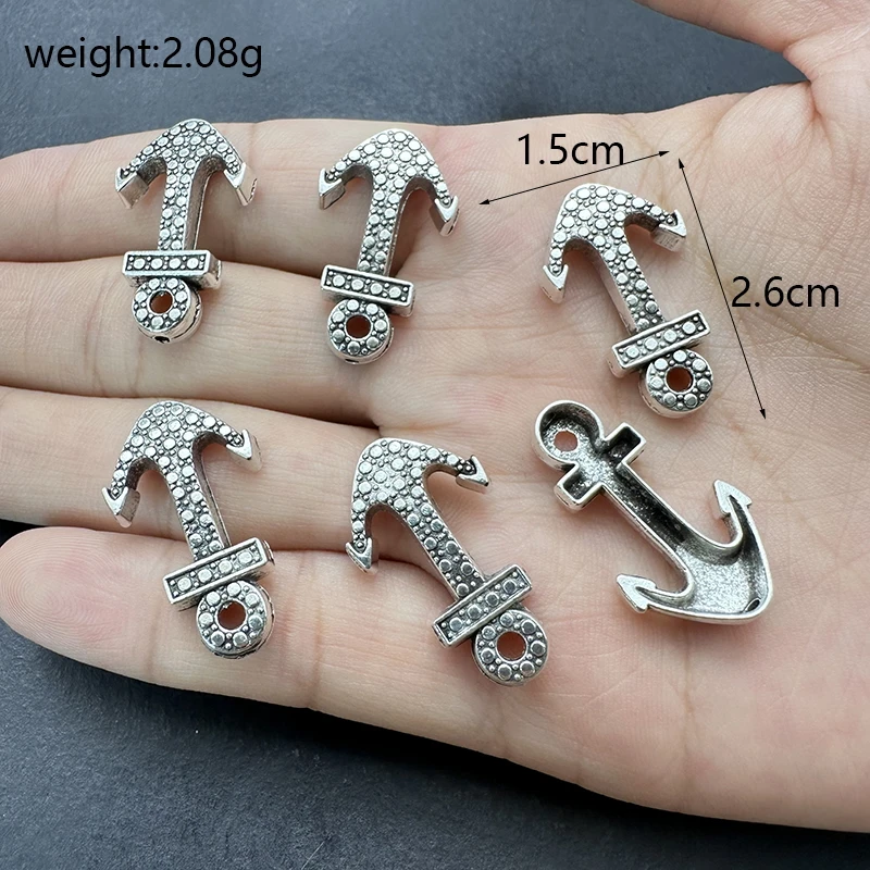 10pcs Handmade Metal Jewelry Boat Anchor Pendant DIY Charm Earrings Bracelets Necklace Supplies Discovered Accessories Wholesale