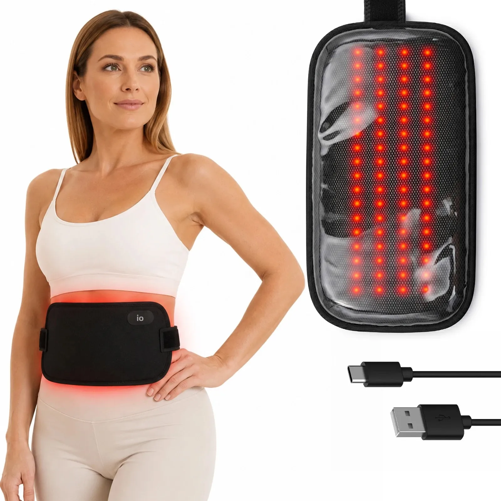 Cintura per terapia con luce rossa a LED, 108 pezzi, fascia riscaldante wireless per alleviare il dolore corporeo, 5000mAh, 660nm, 650nm, 850nm, fascia riscaldante a luce rossa, 10W, luce rossa,