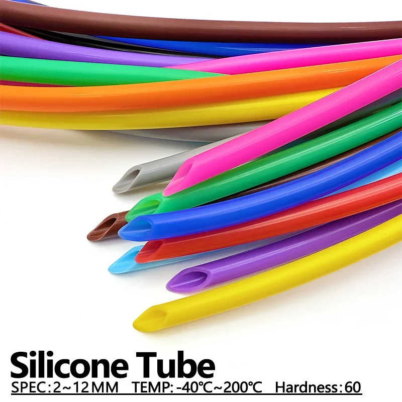 Flexible Silicone Tubing 1Meter Food Grade Non Toxic ID 2-12mm Colorful Safe Hose Water Air Transfer Pipe for Home Brewing