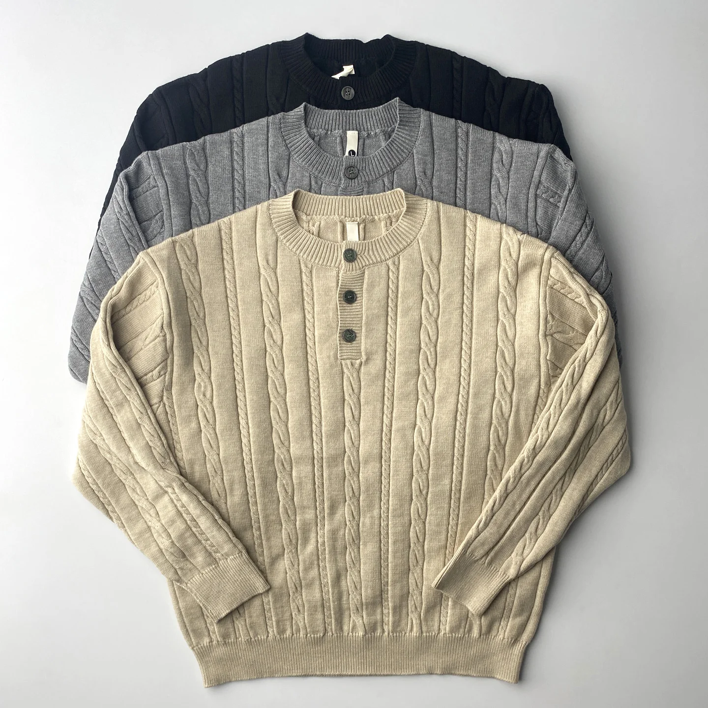 

Вязаный свитер Briti Sle Thi с воротником Хенри, в полоску, мягкий, гладкий, приятный для кожи, мужской, зимний, теплый, с длинными рукавами