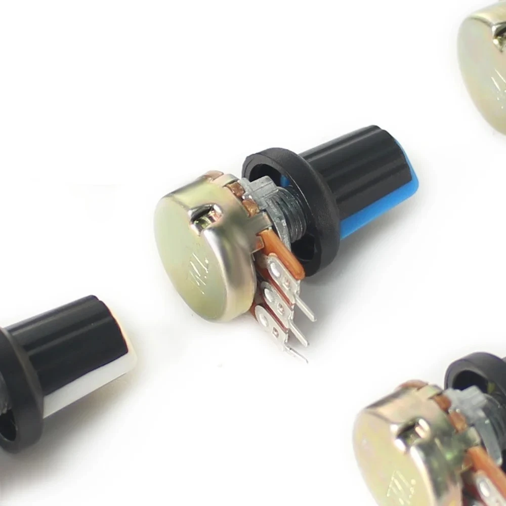 10Set WH148 الجهد كيت 1K/2K/5K/10K/20K/50K/100K/250K/500K/1M أوم 15 مللي متر 3Pin المقاومات الدوارة مع غطاء المقابض