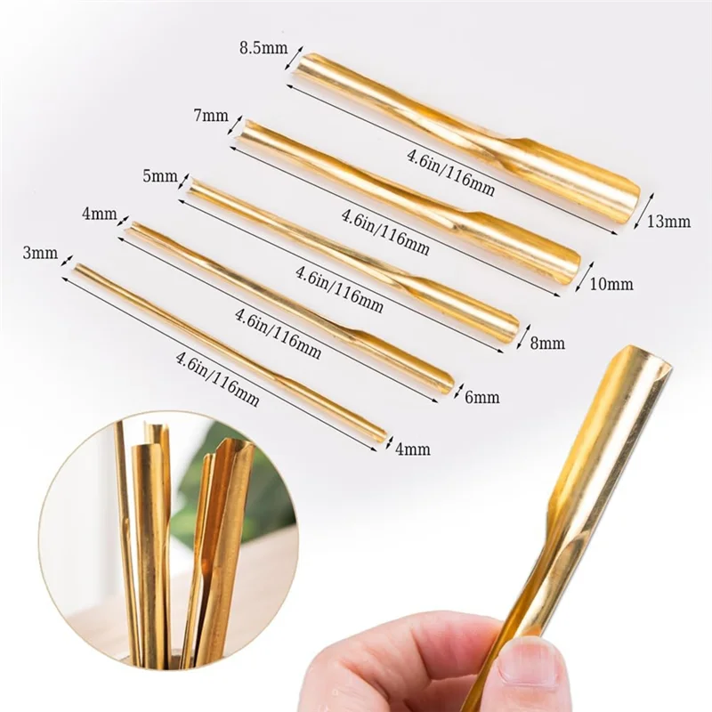 YWDZ-5Pcs/Set Practical Brass Clay Hole Cutters Wear Resistant  Punch Tools Slotting Sculpting Set For Pottery Carving view 5
