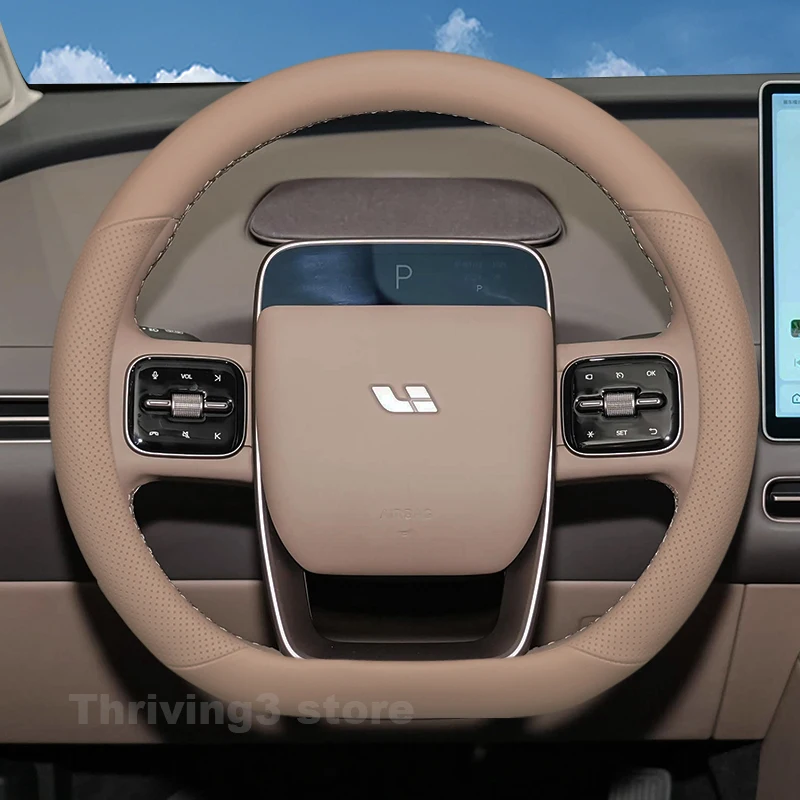 

Leather Car Steering Wheel Cover For LiXiang L8 L7 2025 2022-2024 Wear-resistant Auto Steering Wheel LiXiang L9 Accessories 2025