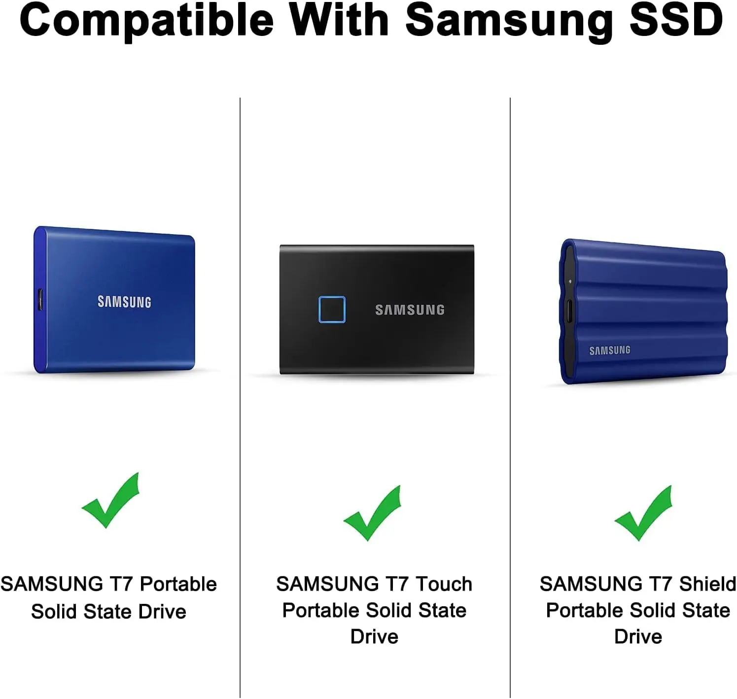 XANAD 3-in-1 Hard Case for Samsung T7 /T7 Shield// T7 Touch/Samsung T9/ Samsung T5 250GB 500GB 1TB 2TB 4TB Portable SSD,Blue