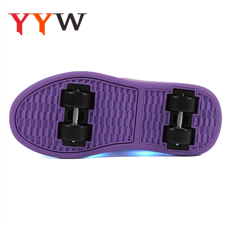 أضواء LED للأطفال أحذية تزلج دوارة عادية الباركور رياضة بنين بنات تشوه أحذية رياضية مع 4 عجلات أحذية التزلج للانفصال