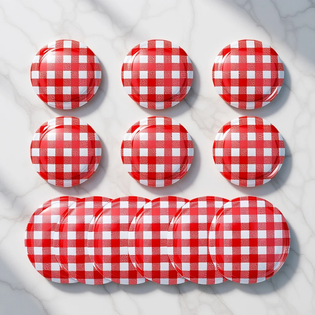 

12 pcs Red Lids For Jars 70Mm 63Mm Plaid Mason Jar Lids Tight Seal Reusable Storage Covers Canning Supplies Jar Sealer