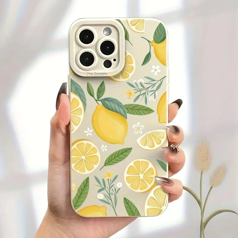 Bonito criativo fruta limão padrão caso de telefone para iphone 16 12 13 mini 11 14 15 pro max xs xr 7 8 plus se2 capa de silicone macio