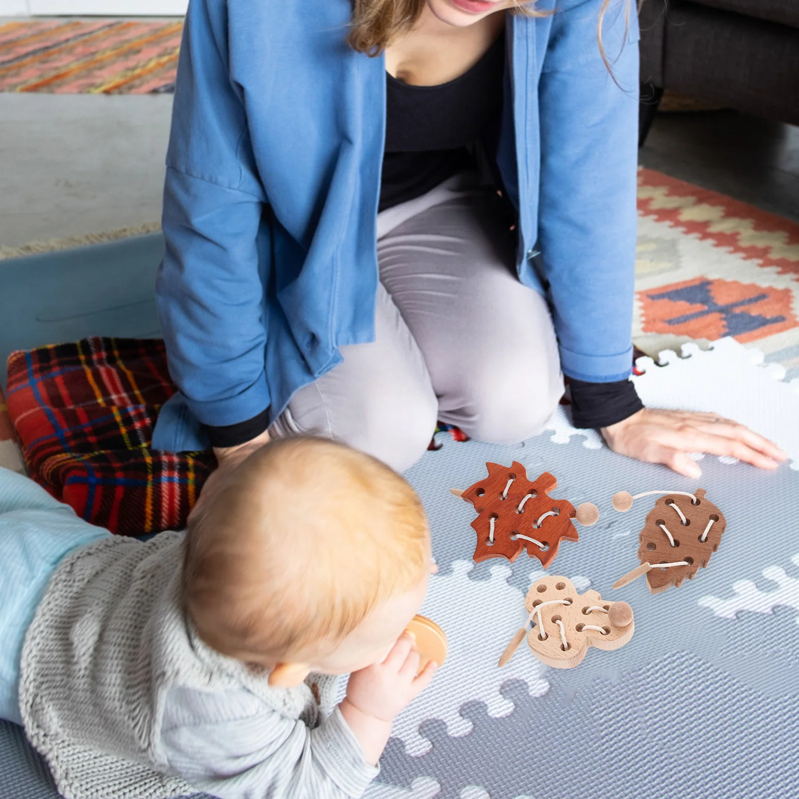 1 ensemble 1 ensemble de laçage en bois pour les tout-petits, apprentissage de la motricité Fine, jeu de filetage d'animaux, cognitif éducatif en bois