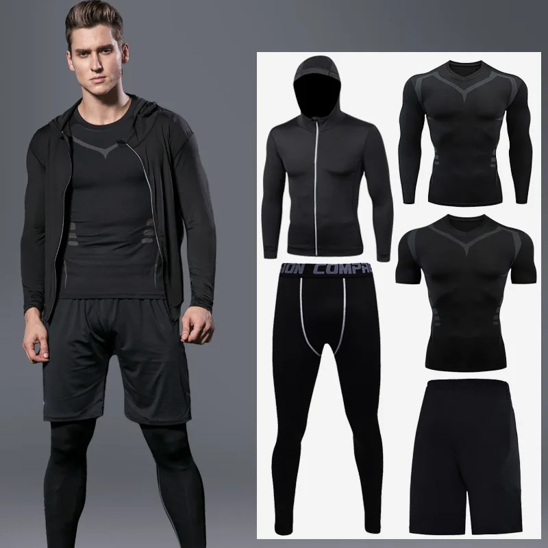 Summer Men Set 5pcs/Set Casual Tracksuits Short Sleeve t Shirts Set Male Sport Suit Jogging Basketball Shorts Set Men Clothes