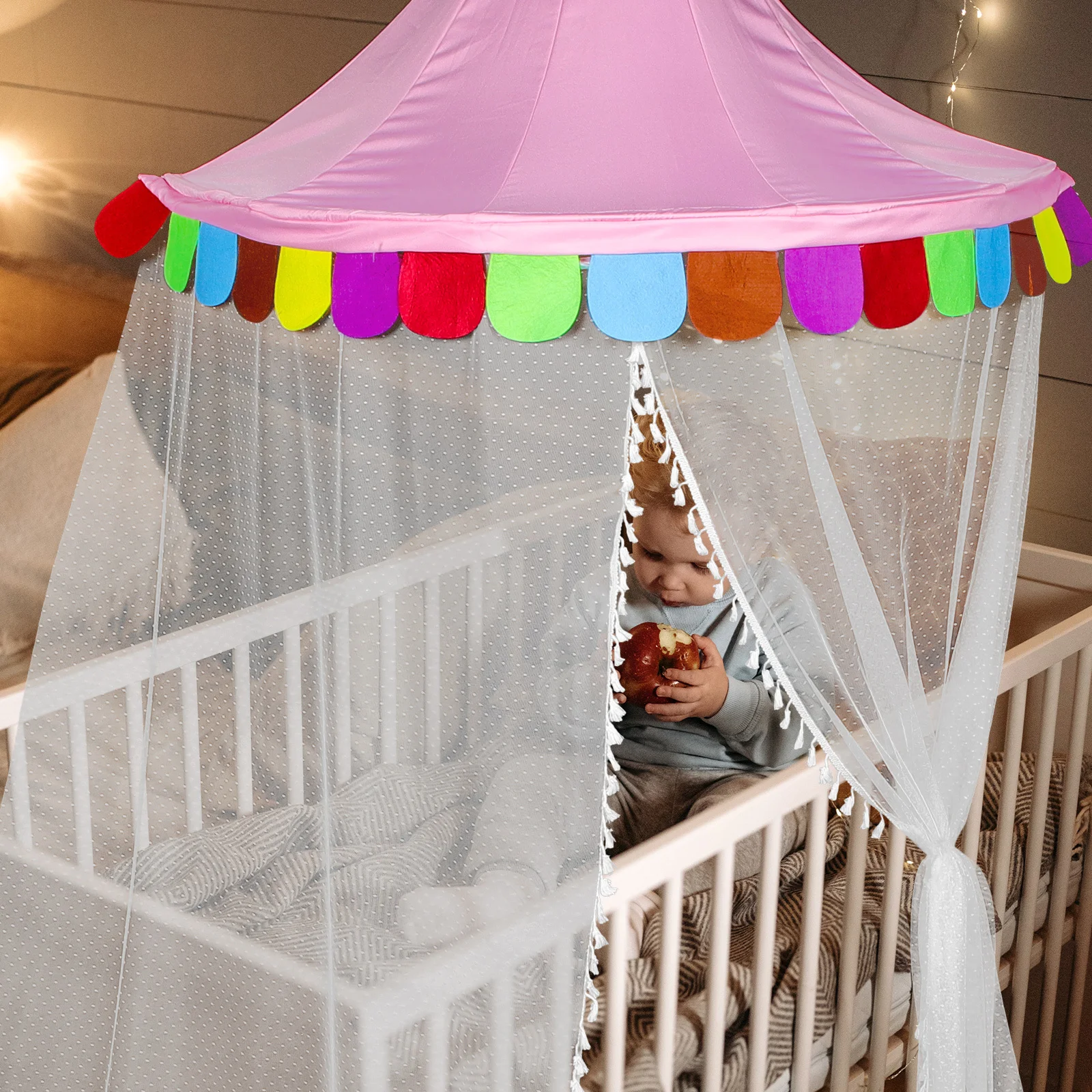 Meia-lua pendurado para crianças interior cúpula forma jogar tenda quarto bug net dossel tenda para crianças pequenas tendas crianças