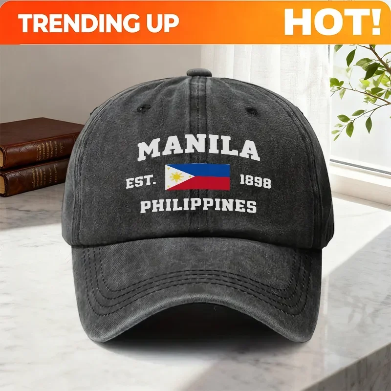 Custom Hats 1pc MANILA Philippines Adjustable Baseball Cap, Lightweight Printed Craft Women's Hat, Philippines Men's Sun Hat