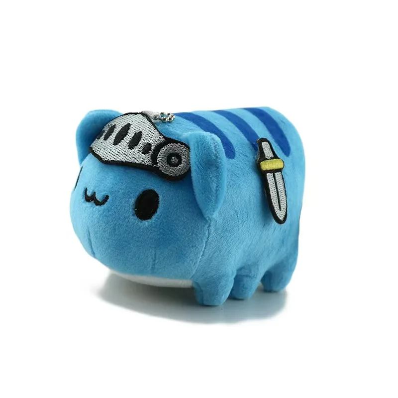 Bugcat Capoo Plüschtiere Schlüsselanhänger Niedliche blaue Katze Erpillar Soft Stuff Tier Tasche Zubehör Anhänger für Geburtstagsgeschenk