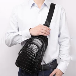 Bolso de pecho de cuero de vaca Real para hombres, bolso de ocio multifuncional de gran capacidad, alta calidad, nuevo