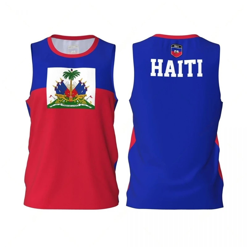 Haiti Flag Basketball Jersey Fashion Casual 3D National Emblem Printed Sports T Shirt Loose Quick Dry Breathable Mens Tees Tops