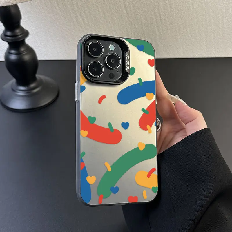 

Colorful creative graffiti design phone case for iPhone 16 15 14 13 12 11 Pro/ Max/Plus shock-proof rear cover anti-fingerprint