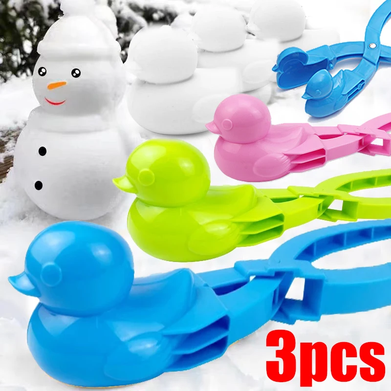 Cute Duckling Model Snowball Clip Toys Kids Outdoor Beach Winter Snowball Fight Tools Baby Make Snowman Plastic Clip Sports Toy