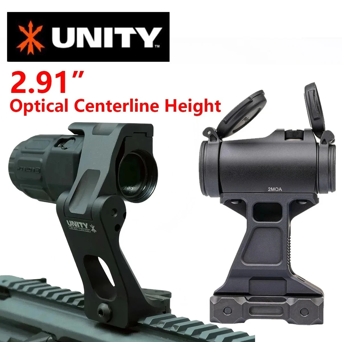 

Tactical UNITY Fast OMNI FTC 2.91" Mount For EOTech G33 G43 Magnifier AIM T01 T02 Red Dot Sight Optic Riser Scope Mount