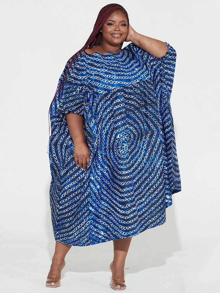 

New Muslim Dresses For Women 2022 Stitching Color African Maxi Robe O-neck Print Short Sleeve Novelty Dress Kanga Clothing Bouou