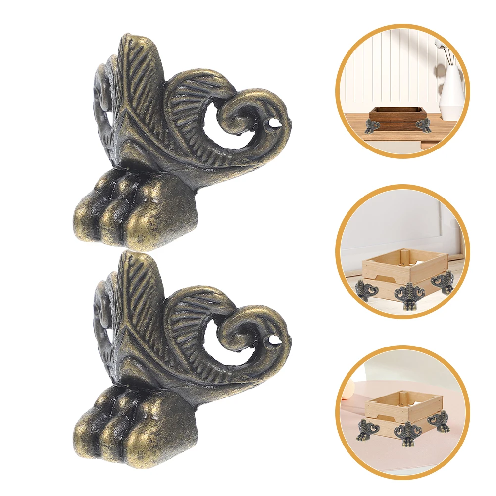 

6 Pcs Retro Foot Wooden Box Vintage Decor Cabinet Legs Furniture Corners Decorative Feet for Jewelry Chest Case Hardware Alloy
