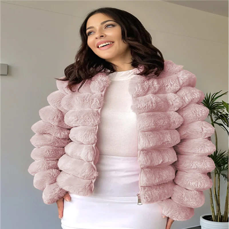 인조 모피 여성 코트 긴 소매 짧은 외투 가벼운 럭셔리 및 우아한 여성 의류 가을 겨울 기품 있는 상의
