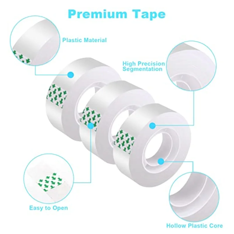 10 Rolls Multifunctional Transparent Tape Non-marking Repair Ultra-thin Home Office Clear Tape School Supplies 0.8/1.2/1.8cm