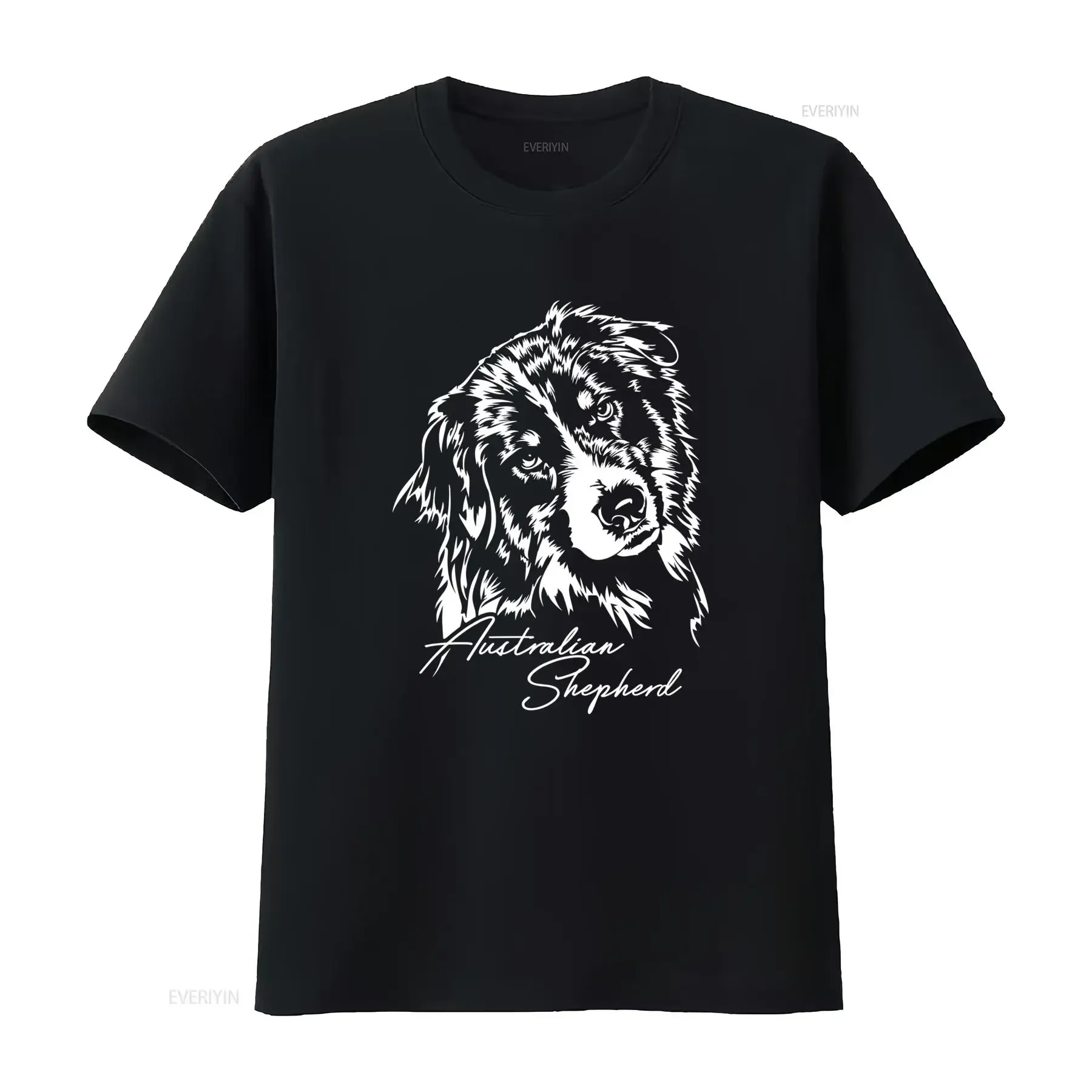 T shirt nera da uomo con design pastore australiano realizzata in Ha una vestibilità rilassata e girocollo che mostra un