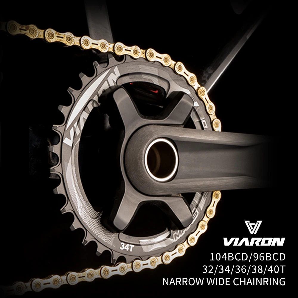 Round Narrow Wide Chainring Crankset Tooth Plate Parts 104BCD 32T 34T 36T 38T 40T  104 BCD for MTB Mountain Bike by VIARON