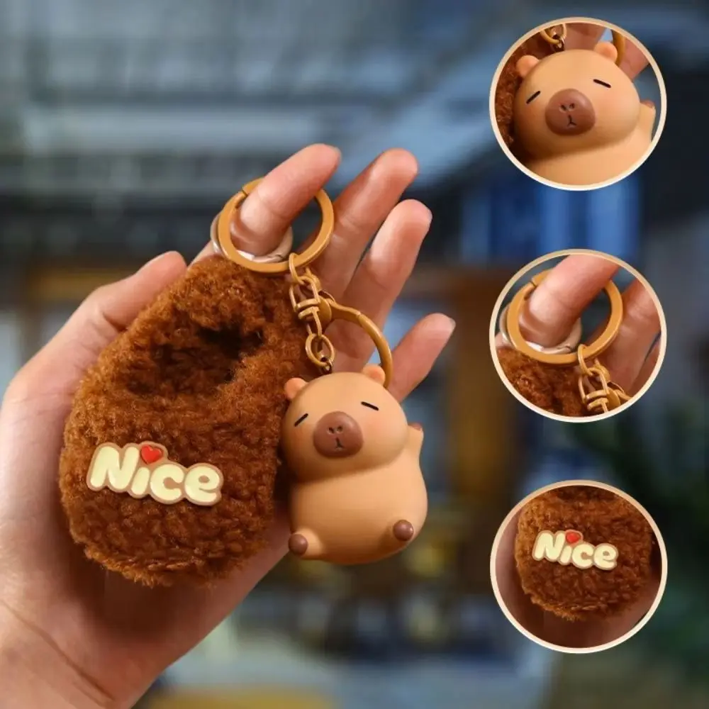 Creative Cute Animals Capybara Keychain Cartoon Plush Doll Plush Couple Keychains Sweet Bag Decoration Hanging Decoration