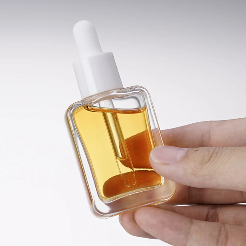 30ML Clear/Purple Glass Dropper Bottle Oblate Square Aromatherapy Liquid Essence Massage Oils Serum Pipette Refill Skincare