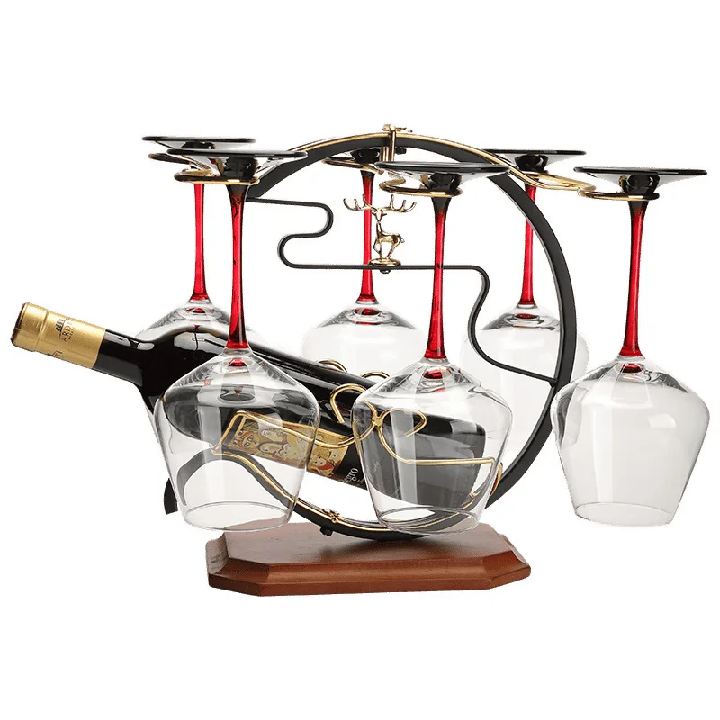 

Креативный держатель для бокала для красного вина, перевернутый, подвесной, из цельного дерева, на высоких ножках