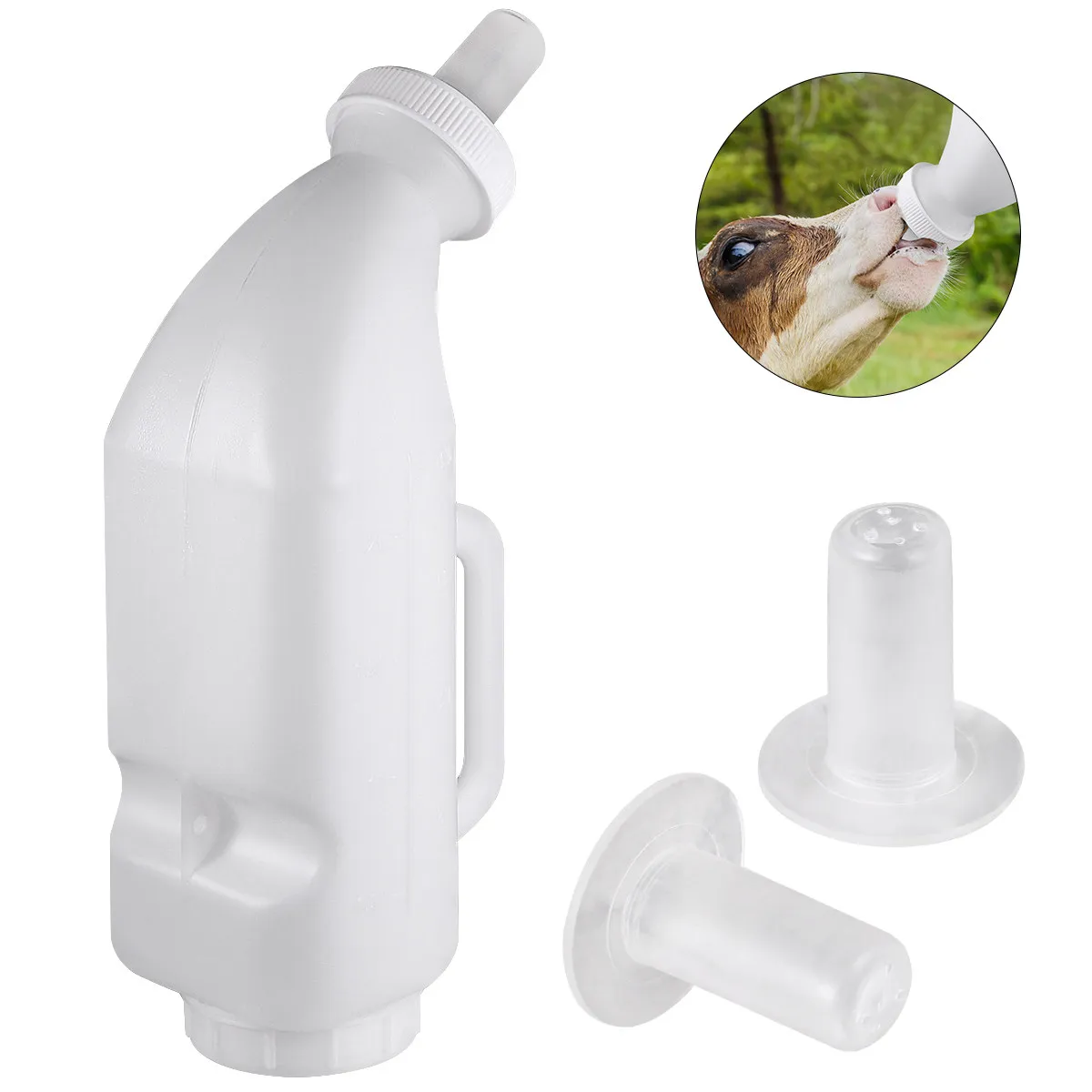1Set Lamb Feeding Bottle Silicone Nipple High Temp Resistant Food Grade for Sheep Goats Pigs Horses Dogs Farm Animal Feeder