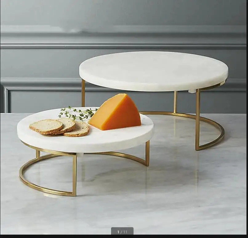 Iron Marble Cake Stand Dessert Tray Dim Sum Plate Display Jewelry Sushi Snack Fruit Plates Refreshment Trays