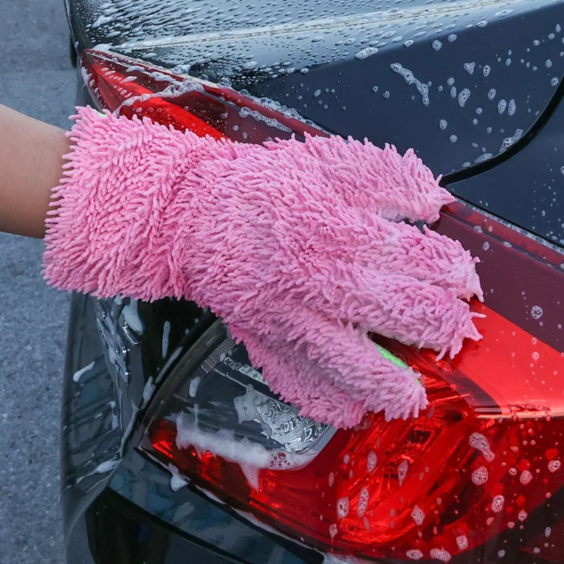 Double-sided Microfiber Car Wash Gloves Multifunctional Cleaning Brush Detailing Washing Gloves Home Use Car Cleaning Tool