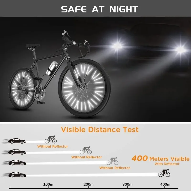 12Pcs Reflective Mount Clip Tube Warning Strip Bicycle Wheel Spoke Reflector Stripe Steel Wire Lamp MTB Bike Reflector Light