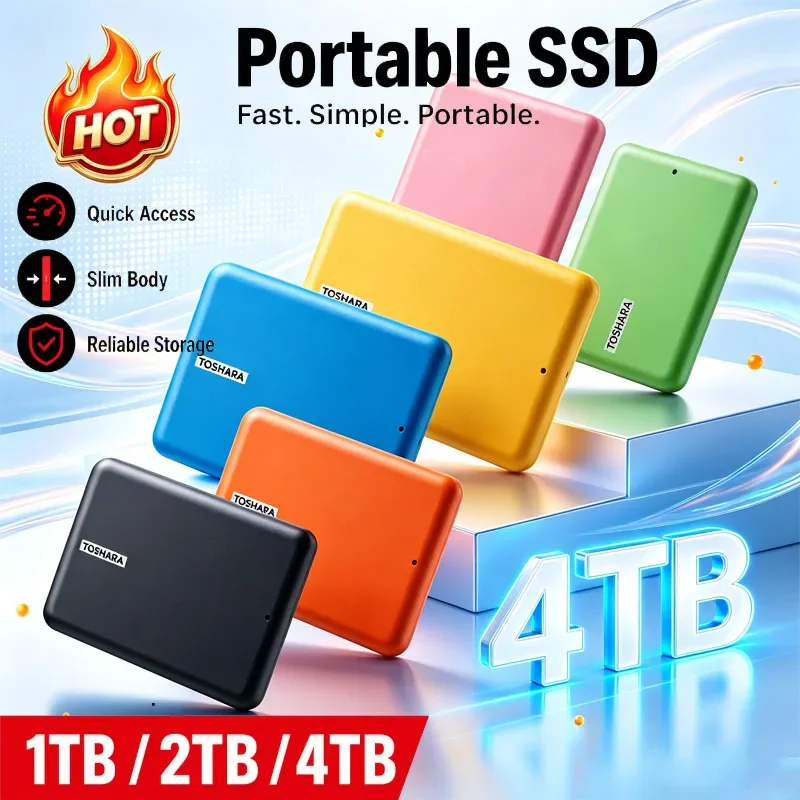 13-Color High Speed USB3.0 External Portable Hard Drive 1TB 2TB 4TB Large Capacity Backup Storage Disk Compatible with Laptops