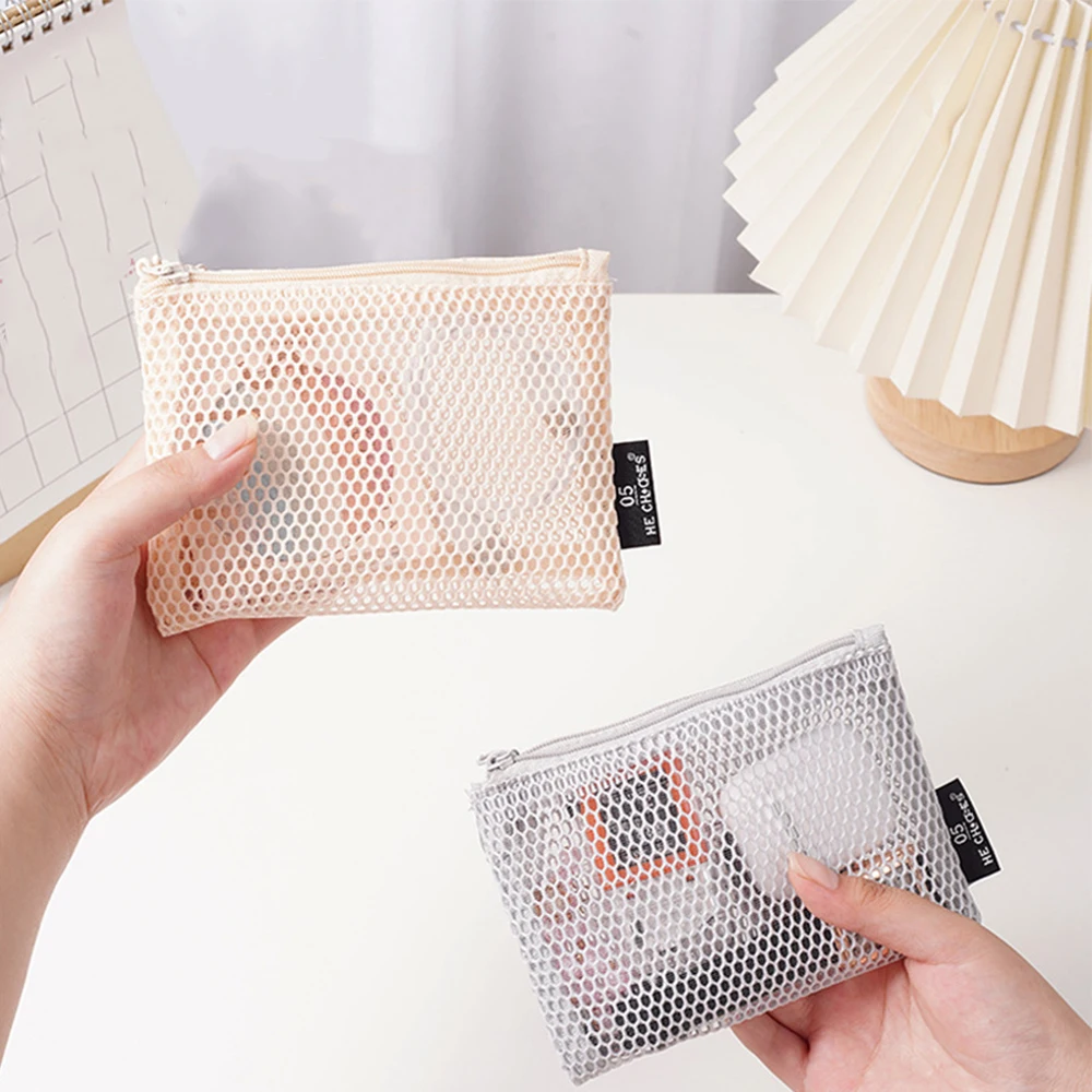 4pcs Mesh Pouch For Purse Make Up Bag With Zipper Cosmetic Organizer Pouch For Daily Or Travel To Keep Small Items
