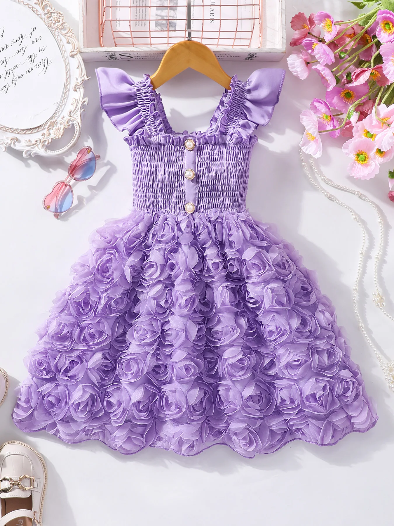 2026 Summer Girls Sleeveless Dress, Sweet Pastoral Style Peter Pan Collar Floral Cotton Dress for Baby Kids for 4-7Y