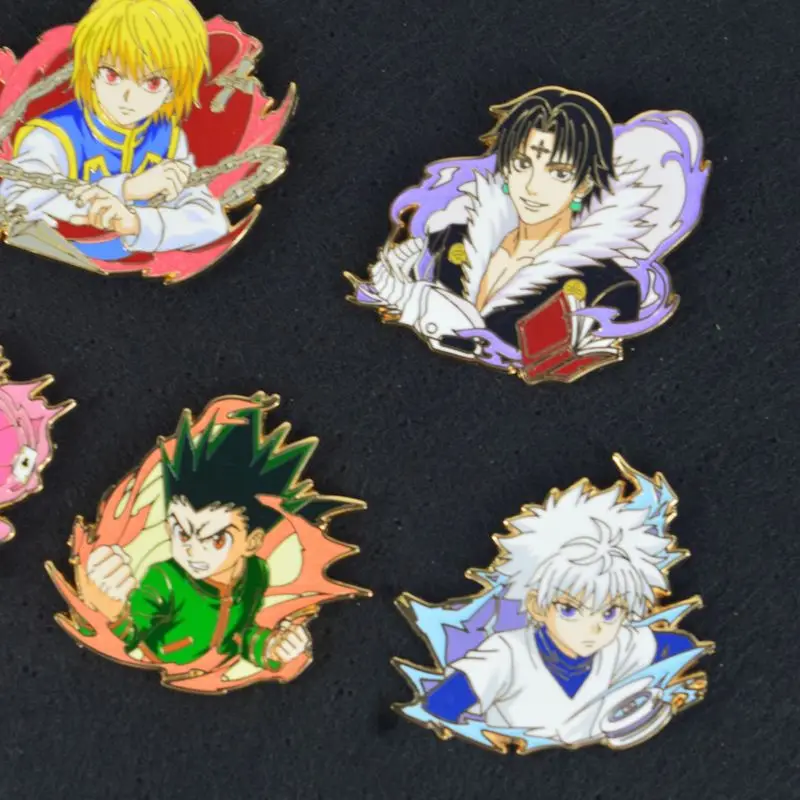 New Anime Hunter X Hunter Enamel Pins Kurapika Chrollo Hisoka Gon Killua Metal Badge Backpack Accessory Lapel Pin view 3
