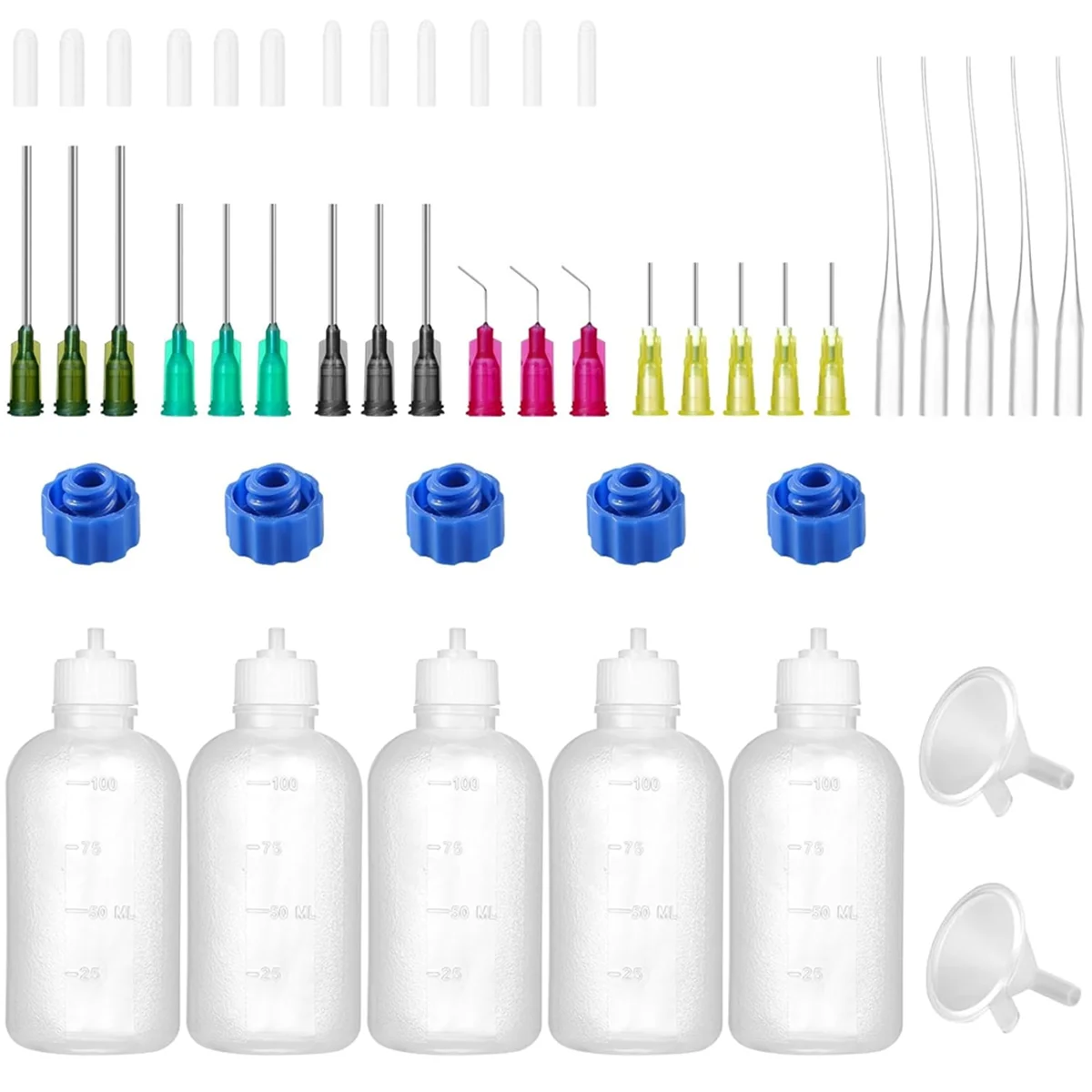100 مللي زجاجة قضيب طرف دقيق للغراء ، زجاجة ضغط طرف إبرة مع 14ga 16ga 18ga 20ga 25ga مزيتة إبرة حادة