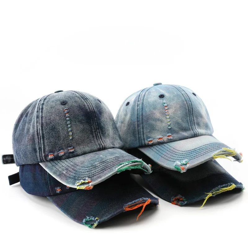 Women's Personalised Sun Hat Fashionable Washed Denim Baseball Cap Solid Colour Outdoor Men's Travel Sun Protection Cap