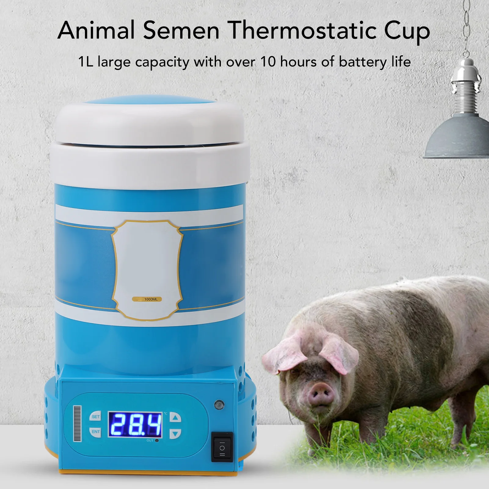 Cattle Sperm Collection Cup Frozen Sperm Thawing Cup ABS 1L Livestock Sperm Collection Animal Semen Thermostatic Cup for Cattle