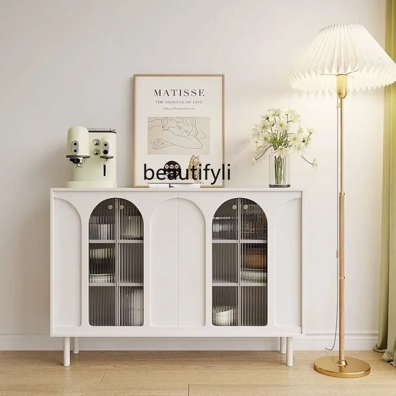 

Vintage Style Sideboard Multi-layer Storage French Retro Living Room Entryway Large Storage Space Wine Cabinet Solid Wood