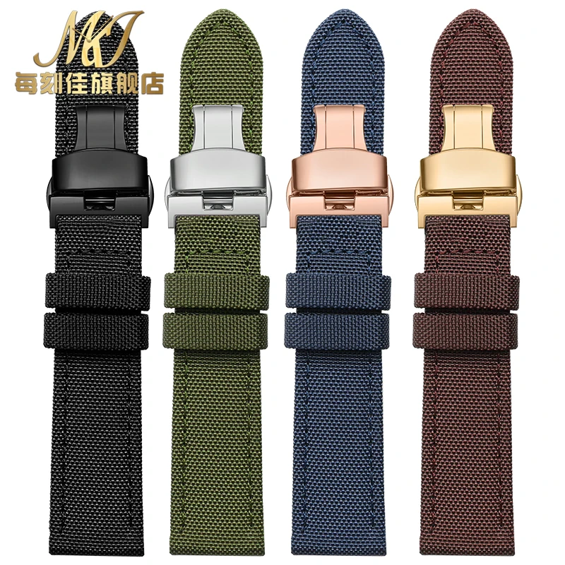 Universal 19 20 22 23 24mm For Tissot seiko SKX007 timex CITIZEN Nylon Sport Watch Strap Canvas Leather watchBand men wristband