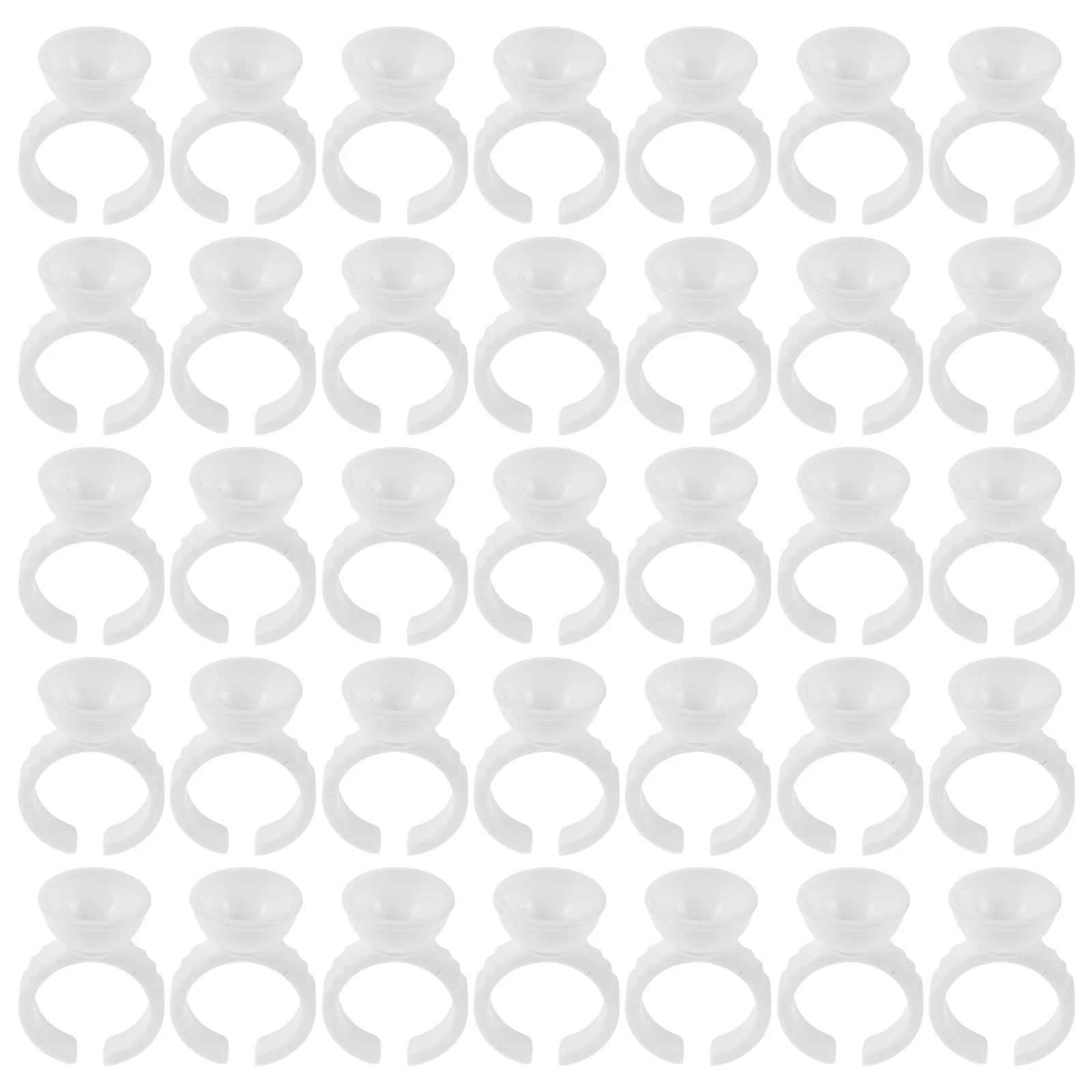 

500Pcs Tattoo Ink Holder Eyelash Glue Cups Pigment Palette Ring Microblading Supplies White Plastic No Divider Adjustable