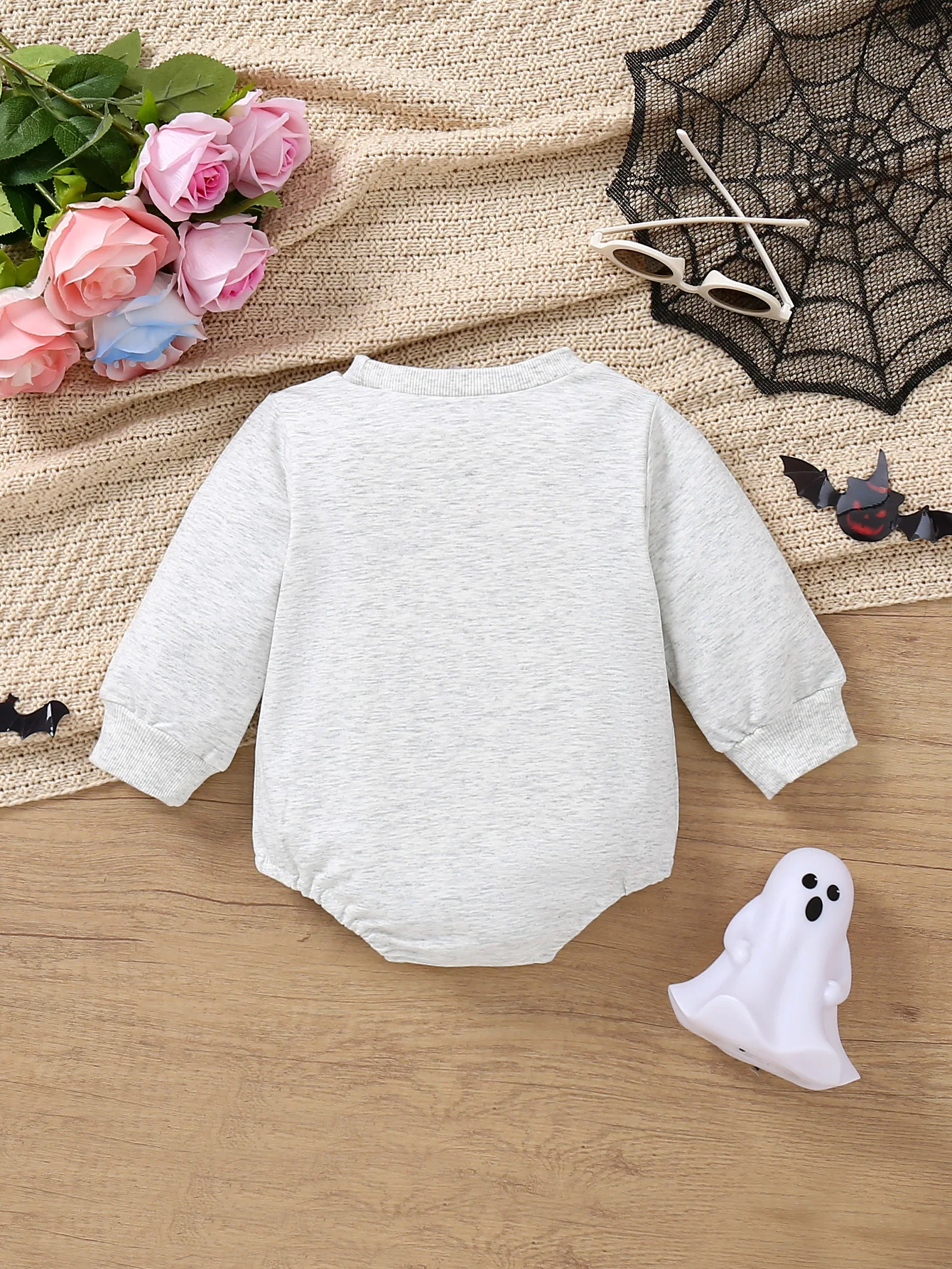 Halloween Autumn Cotton Newborn Cute Bodysuits O-Neck Long Sleeve Cartoon Printed ‘BOO’ Romper Pumpkin