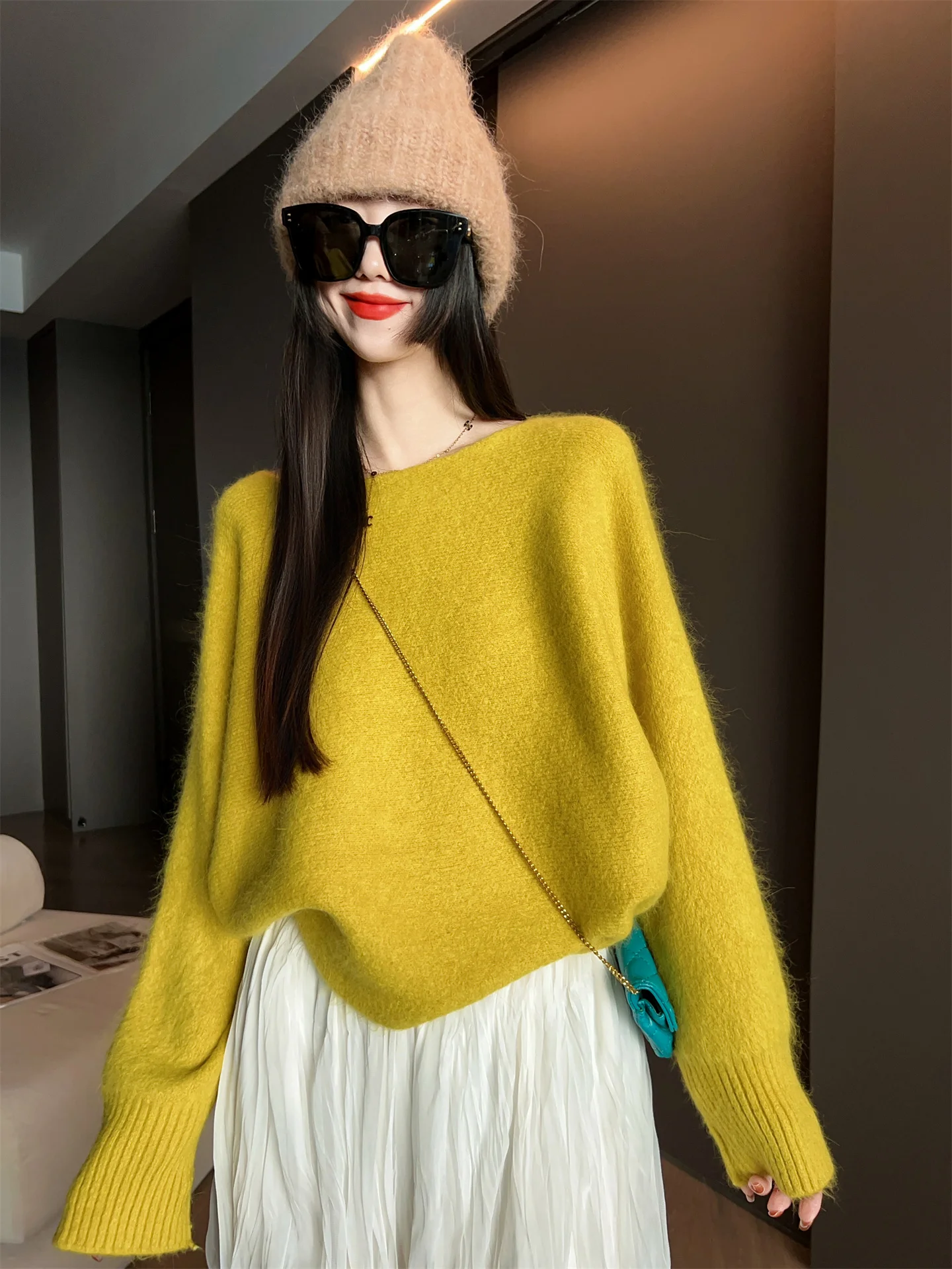 

Женский свитер оверсайз MRS AO, осень-зима 2025, новинка, стройнящий, универсальный, комфортный базовый слой для повседневной носки