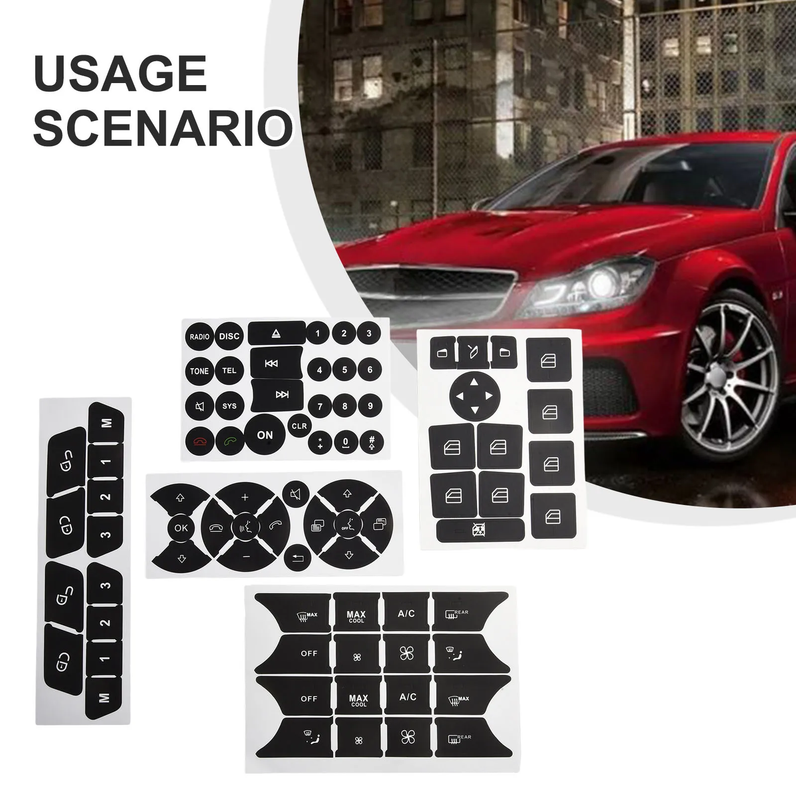 

Replacement Sticker Set for Mercedes For Benz C E SLK CLS SL A B GLK Class Control Buttons Repair and Restoration
